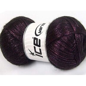 Glam Universe Metallic Shine Fuzzy Wool Nylon Blend Yarn 100 Grams, 250 Yards - Raisin, Black (Dark Purple)
