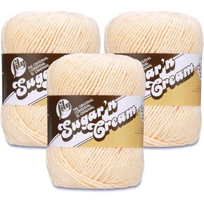 Lily Super Size Cream Yarn - 3 Pack of 113g/4oz - 100% Cotton - #4 Worsted (Medium) - 190 Yards - Knitting/Crochet