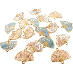 Honbay 18 PCs Double Holes Enamel Fan-Shaped Alloy Charms kits for Earrings, Bracelets & Necklaces Jewelry & DIY Crafts