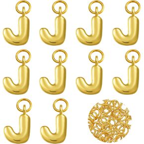 A-Z Bubble Letter Charms 18K Gold Filled Charms for Jewelry Making Gold Initial Alphabet Charms Pendants for Women Men Necklace Choker Bracelet Making