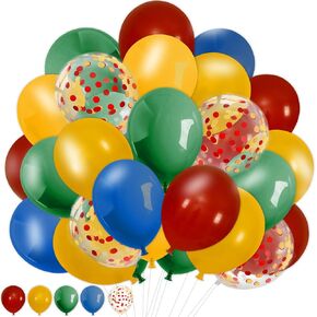Red Gold Blue Green Party Balloon Wizard Carnival Circus Latex Balloon 60Pcs Magical Confetti Balloon for Birthday Baby Shower Party Decor, 12 In