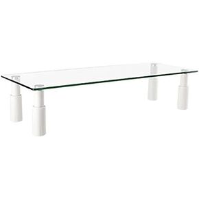 Adjustable Legs LCD LED Computer Monitor Table Riser with Tempered Glass, Shelf Space Saver Laptop (Adjustable Leg)