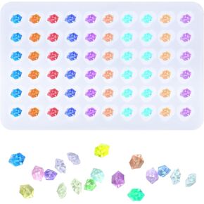 1 Pcs Gem Silicone Mold Makes 60 Crystals, Cabochon Gem Silicone Mold 3D Diamond Gems Epoxy Gems Casting Molds for DIY Crystals Stone Jewelry Making Craft