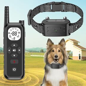 Wireless Dog Fence, Electric Dog Fence with Training Collar, Rechargeable Pet Containment System with Remote Adjustable Portable for Large Medium Dogs Outdoor