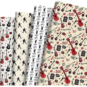 Pineraap 12 Sheet Music Wrapping Paper, Guitar Gift Wrap Paper for Birthday Party Baby Shower Craft DIY for Concerts & Crafting, 19.7 x 27.5 inches