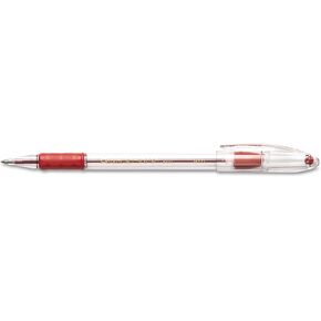 Pentel® R.S.V.P.® Ballpoint Pens, Medium Point, 1.0 mm, Clear Barrel, Red Ink, Pack Of 12