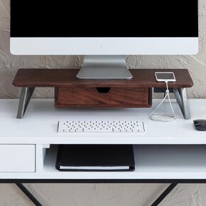 Anji Mountain Monitor Stand - Desktop Organizer & Laptop Riser, Ergonomic Monitor Riser, Space-Saving Monitor Stand for Desk, Durable Construction, Easy Assembly, Ideal for Home & Office,Black