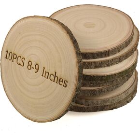 Natural Wood Slices for Centerpieces 10 Pack 8-9 inches Rustic Wedding Centerpieces Table Decorations Wood Rounds for Crafts Wooden Circles Discs