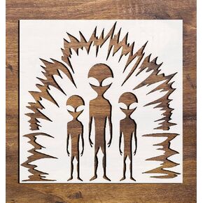 Aliens Reusable Sturdy Stencil Clear Custom Cut Plastic Sheet Template Cutout Sign DIY Supplies for Airbrush Painting Drawing 1-5.5x5.5 inch