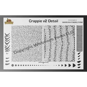 Crappie v2 Fine Detail Mesh Fishing Lure Airbrush Stencil - Mylar Reusable (7.5 Mil Mylar)