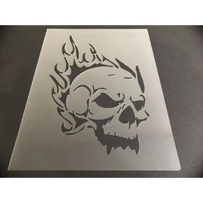 Skull #9 Reusable Sturdy Stencil Crafts, Skulls Airbrush, Halloween 8" x 10.5 Sheet 7 mm Thick Flexible Durable Plastic Arts and Crafts Material Scrapbooking for Airbrush Painting Drawing