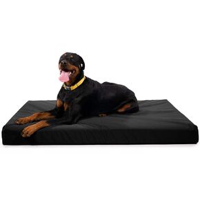 K9 Ballistics Tough Ripstop Orthopedic Rectangle Dog Bed Removable Washable Cover, Solid Orthopedic Foam for X-Large Dogs 54"x38", Obsidian Black