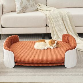 Dog Bed for Medium Size Washable Pink Flannel Soft Sofa Beds for Dogs Orthopedic Memory Rebound Foam Couch Puppy Essentials Anti-Scratch White PP Frame Indoor Elevated Pet Beds