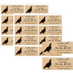 Kraft Unwashed Chicken Quail Duck Egg Carton Stickers 1 * 2.5 inch Farm Fresh Eggs Carton Labels Egg Packaging Handling Instructions Stickers for Farm Fresh Egg Business 120Pcs (Quail)