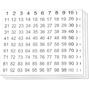 Consecutive Number Stickers 1 to 100 White 0.5" Round Dot Labels Great for Classroom Office Home Warehouse Inventory Retail Store (100 Stickers per Sheet, 3 Sheets)