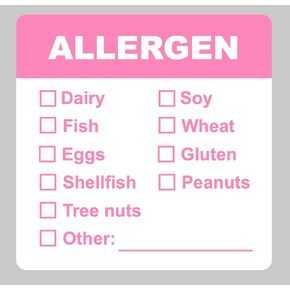 2 X 2 Inch Pink Allergen Stickers Food Rotation Removable Allergen Warning Label 300 PCS Stickers