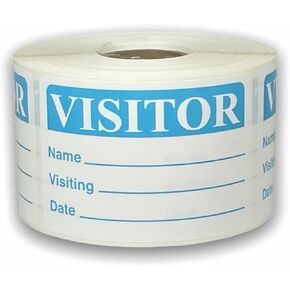 2x3-inch Lite Blue Visitor Labels Name Visiting Date Identification Stickers Self-Adhesive Pack of 500