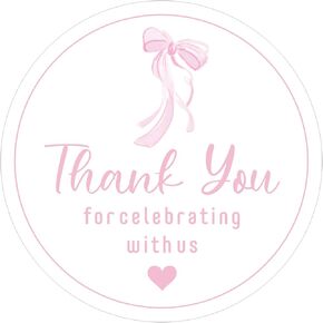 Pink Bow Thank You Stickers - Anwyll 60Pcs 2In Cute Bowknot Thank You Party Favor Stickers Self-Adhesive Thanks for Celebrating with Us Sticker Baby Shower Thank You Sticker for Girl Wedding Birthday