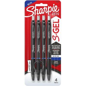SHARPIE S-Gel Retractable Gel Pen, Fine Point, Blue Ink, 4/Pack (2116200)