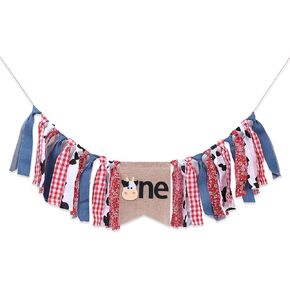 Farm Cow Highchair Banner - Cowboy or Cowgirl 1st Birthday Decorations, High Chair Decorations, Barnyard & Farm Party Supplies