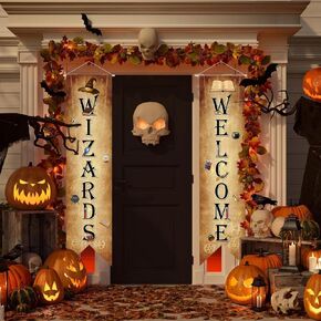 Magical Decorations - Yard Porch Sign & Wall Banner for Home & Party - Hanging Wizard Backdrop