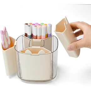 Zdesign Rotating Desk Accessories, Pen Holder for Desk with 9 Slots, Office Decor Desk Organizer, Pencil Holder, Office Accessories, College Dorm Essentials for Girls Guys-White