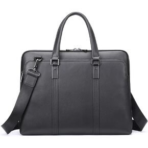 Men's Leather Laptop Bag Portable Satchel Leather Bag Vintage Satchel Designer School Work Bags Business Handbag Briefcase for Men Leather Messenger Bag(Black)