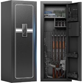 KAER 10-12 Biometric Gun Safe Fingerprint Gun Safe for Rifles and Pistols Gun Safes for Rifles with Adjustable Gun Racks Gun Safes for Shotguns with Adjustable Shelves Heavy Duty Rifle Safes for Home