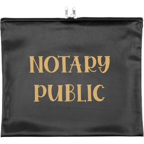 1pc Notary Public Bag Fireproof Money Bag with Zipper, Journal Bags, Order Notary Stamp Case Holder, Ink Pad Storage, Foldable & Portable Bank Deposit Bags, 12.99 x 9.84 x 0.39 Inches (Black)