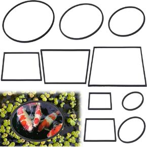 10 Pcs Fish Feeding Rings Set, Round Square Floating Aquarium Plant Corral, Fish Feeder Rings, Floating Plant Ring Accessories for Fishes Tank, Aquarium, Betta (Black)