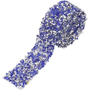 POCREATION Rhinestone Mesh Ribbon, 1yard 30mm Mesh Wrap Roll Sparkle Crystal Rhinestone Ribbon Decoration Wedding Cakes, Birthday Decorations(Dark Blue)