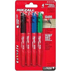 4PK For Milwaukee Tool 48-22-3106 Fine Point Colored Markers - IN STOCK