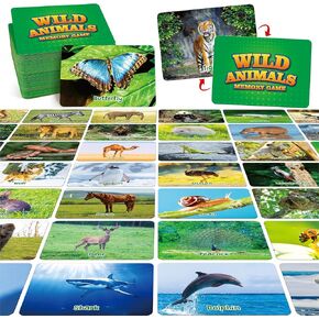 Hebayy Wild Animal Matching Game, 80 PCS Realistic Animal Memory Matching Cards for Toddlers 40 Pairs Real Animal Memory Cards Educational Toys for Preschool Boys & Girls 4 5 6 Years Old