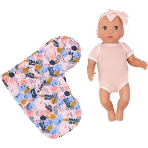 LullaBaby – 14-Inch Realistic Baby Doll – Floral Swaddle & Pink Bow Headband – Hazel Eyes & Warm Skintone – Pretend Play 2+ Years– Baby Doll & Floral Swaddle