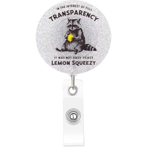 Funny Acrylic Raccoon Badge Reel Cute Retractable Nurse Badge Reels Id Card Holder with Clip for Nurses Doctors Coworkers Social Worker