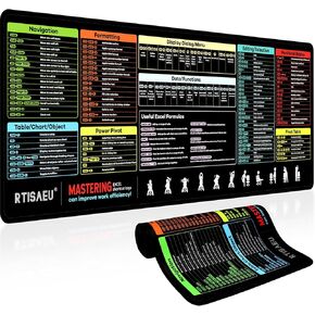Excel Shortcut Keys Mouse Pad, Excel Cheat Sheet Desk Pad, Contains 10 Major Excel Function Modules and Common Functions, Large XL Mouse Pad for Keyboard 31.5 * 11.8 in