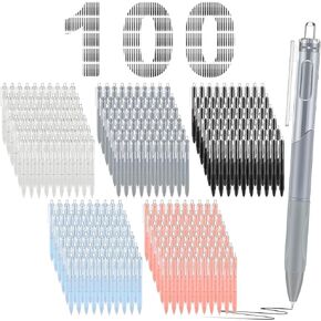 100 Pcs 0.5mm Black Gel Ink Pens Bulk, Retractable Click Medium Point Ballpoint Pens Smooth Writing Comfortable Grip for Back to School Office Classroom Business Home Work(Morandi,Modern)