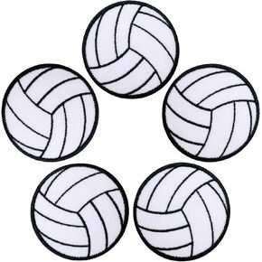 5 PCS Volleyball Ball Iron On Patch for Clothing Saw On/Iron On Embroidered Patch Applique for Jeans, Hats, Bags
