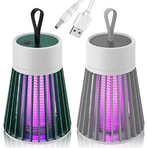 SimplyZap Mosquito Lamp - Portable 3 Mode USB Rechargeable Waterproof Outdoor Light with Hanging Hook for Camping, Bedroom, Travel, Patio & Backyard (Gray*2)