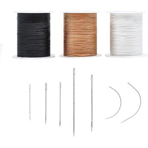 Extra Strong Upholstery Thread Repair Sewing Kit,Polyester Thread for Sewing with 7 Size Sewing Needles for Furniture,Leather&Canvas Stitching,70m/Spool,White,Black,Brown