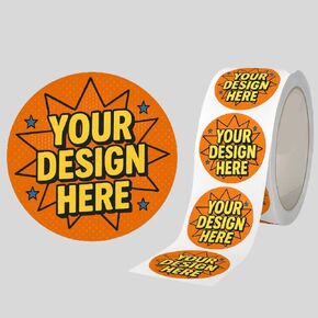 Custom Stickers and Labels Roll – Personalize with Your Logo, Text, or Design – Roll of Custom Business Stickers – Multiple Shapes, Sizes & Backgrounds for Packaging, Events & Branding