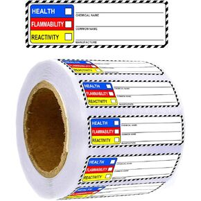 SDS Stickers/MSDS Stickers for Chemical Safety Data 1 X 3 Inches Chemical Identifying and Marking Sticker Decals HIMG NFPA Label 500 Pcs