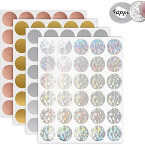 Yesallwas 120 Pcs Scratch Off Stickers 1Inch, 1" Round Circle Scratch Off Labels, Self Adhesive Scratch Off Cards for Lottery Tickets DIY, Raffle Card Creating (4 Colors)