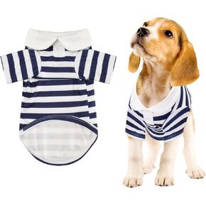 Dog Shirt for Small Dogs Cute Striped Collared Tshirt Soft Summer Pet Clothes for Yorkie Poodle Puppies