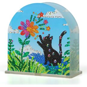 DIY Diamond Painting Napkin Holder - Creative Diamond Art Painting Tableware Decor for Kitchen, Dining, Office Letter Organizer - Funny Cats Design Perfect for Diamond Painting Beginners