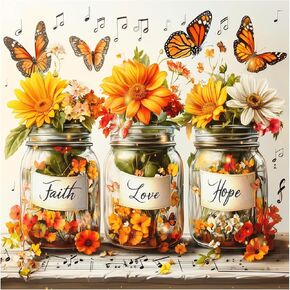 FHBUBPUP Flower Diamond Painting Kits for Adults, Butterfly Diamond Art Kits for Beginners, Full Drill Round Diamond Dot Gem Art, Craft Gift Suitable for Home Wall Decoration 12×12Inch