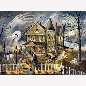 MOJIU DIY Oil Painting Paint by Number Kit for Adult - Halloween Ghost,16X20 Inch
