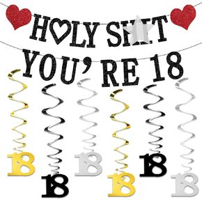 Happy 18th Birthday Banner Funny and Cool 18th Birthday Decorations, Cheers to 18 Years, 18th Birthday Decorations for Girls and Boys
