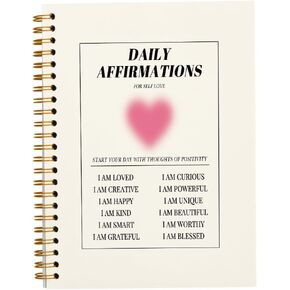 Daily Affirmations Preppy Pink Aura Heart Notebook,Trendy Positive Affirmations Inspirational Notebook Journal for Teen Girl Work Office School Student Teacher,Hardcover Spiral Notebook 5.5x8.3