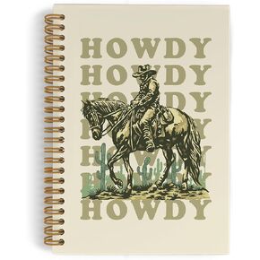 Retro Howdy Western Coquette Spiral Notebook, Coquette Cowgirl Journal Notebook, Western Notebooks for School Work, Preppy Cowgirl School Supplies Gifts for Women, 5.5x8.3 Inch